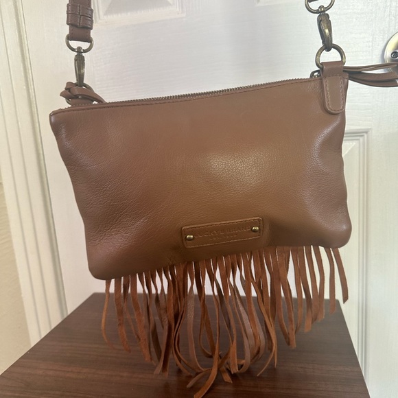 Lucky Brand Cross Body Brown Leather Fringe Boho Purse - Picture 4 of 16